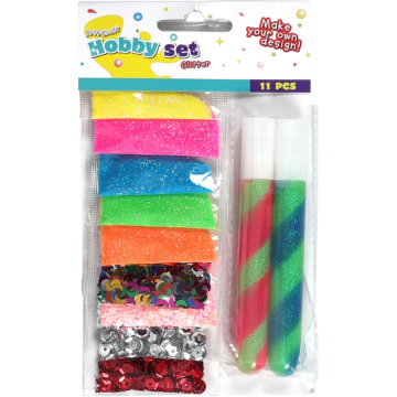 Glitter hobbysett med lim og glitter