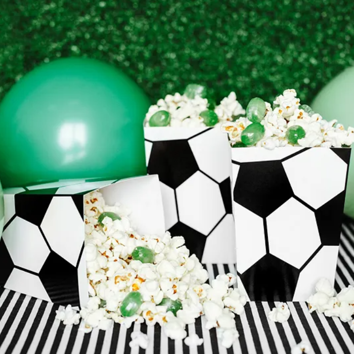 Popcornbegera med fotballmotiv 6x - 7x7x12 cm
