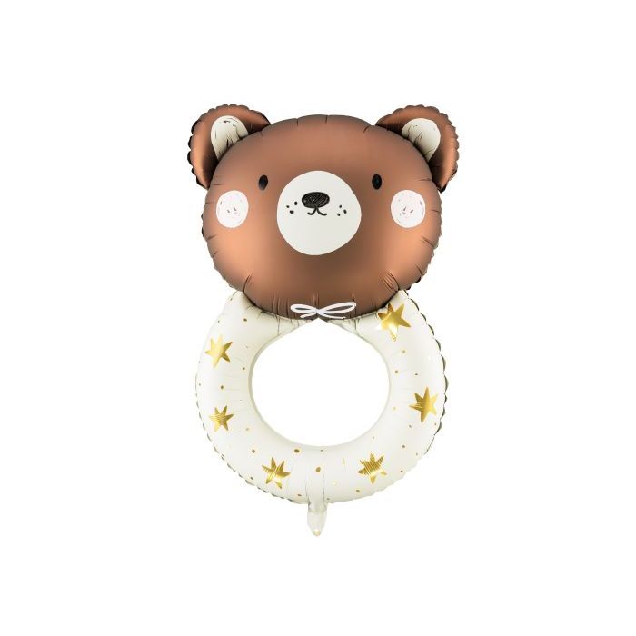 Bamse baby rangle folieballong med gullstjerne - 88x61 cm
