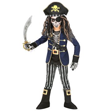 Skeletpirat kaptein kostyme for gutter