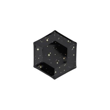 Nyttårs engangstallerkener svart 6x - 20 cm