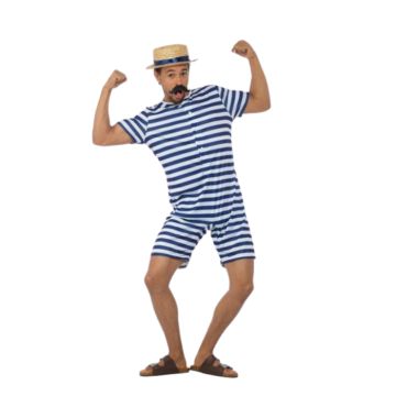 Gammaldags badedragt blå 1920-tals kostyme