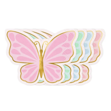 Sommarfugle-servietter fleire fargar - 16x12 cm