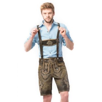 Tyroler lederhosen shorts retro brun 