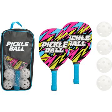 Pickleballssett med 2 racketer og 4 baller