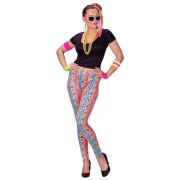 80-talls regnbuefarga leopard leggings