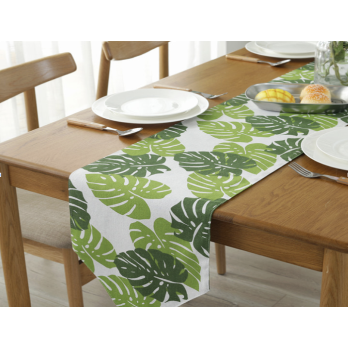 Bordløpar med monstera-blader - 30x183 cm