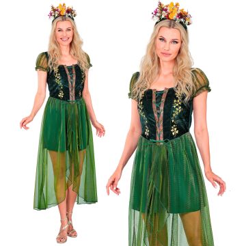 Skogdronning kostyme med blomsterkrans