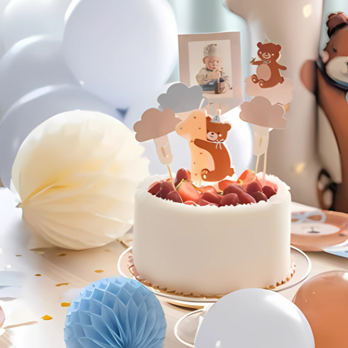 Bjørn kagelys 1 år - 7 cm