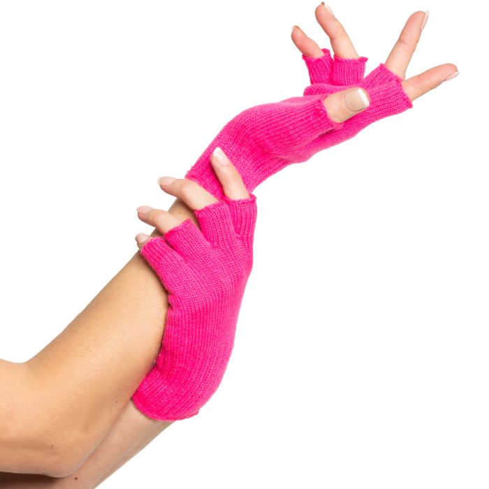 Fingerlause hanskar one-size til kvinner neon rosa
