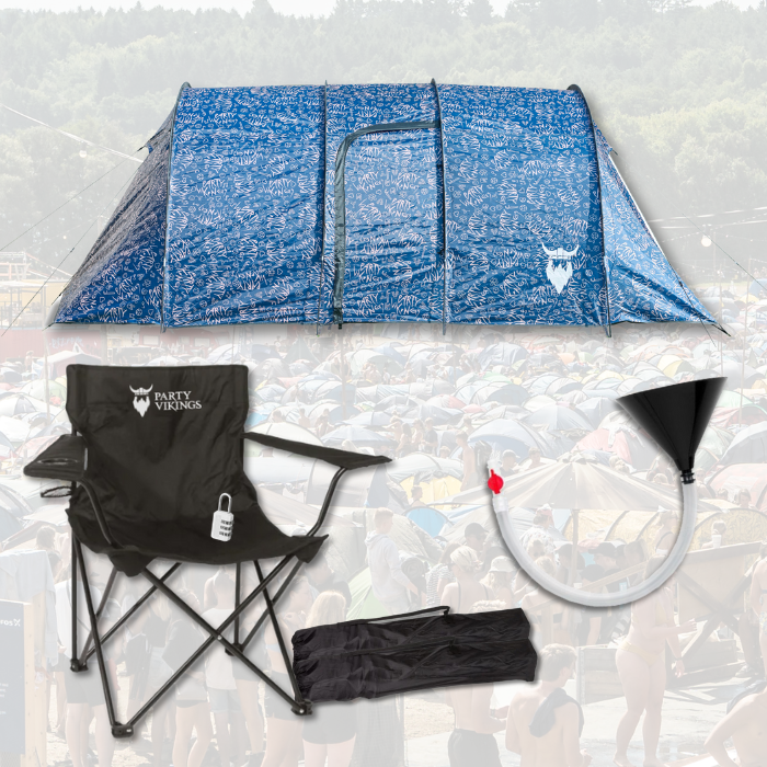 Festivalpakke for 3 personar Premium - THORA telt, festivalstol m.m.