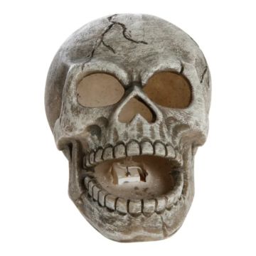 Halloween LED Skalledekorasjon grå Det Gamle Apotek