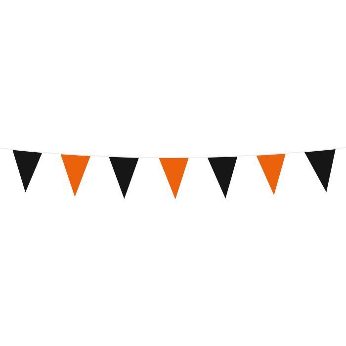 Svart og oransje halloween flagguirlande - 3 m
