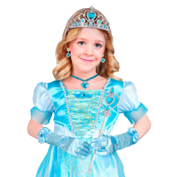 Blå prinsesse sett til barn - 6 deler
