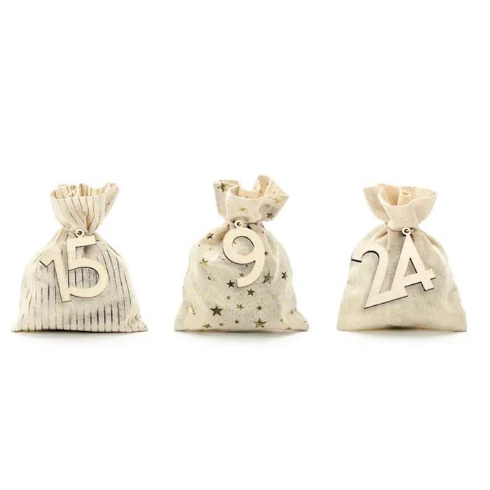 Adventskalender med 24 Poser & Tal i Tre 1-24