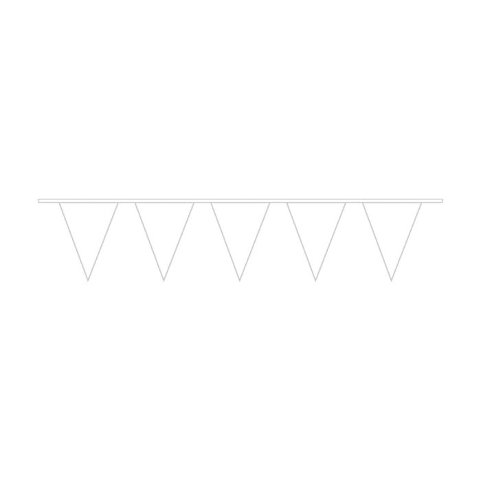 Kvit Plastik Flaggirlande - 10 meter