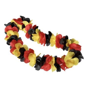 Hawaii blomsterkrans svart, raud og gul - onesize