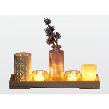 Sæt med fyrfadsstager og fad 6x