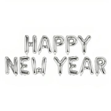 Folieballong happy new year sølv 422x46 cm