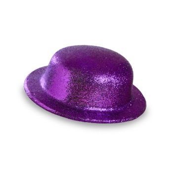 Bowlerhatt lilla glitter