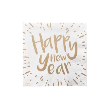 Nyttårservietter med happy new year 20x - 33x33 cm