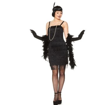 Retro 1920-talls svart flapper kostyme for kvinner