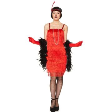 Retro 1920-talls rød flapperkostyme for kvinner