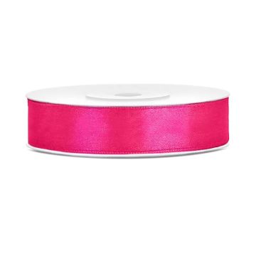 Mørk rosa satengbånd - 12mm x 25m