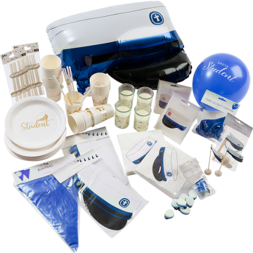 Blå deluxe studentkjøring foreldre pyntpakke