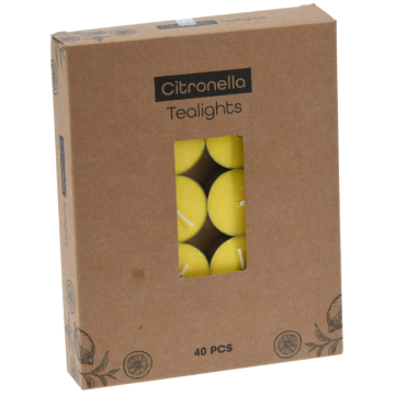 Citronella gult fyrfadslys 40x - 38x38x14 mm