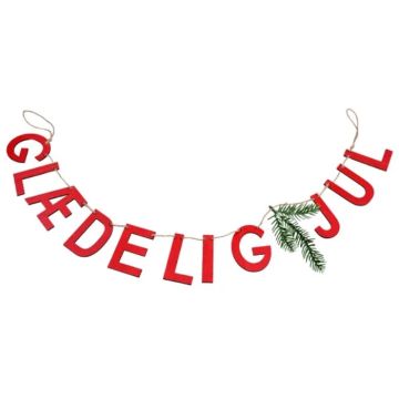 Guirlande gledelig jul med grønn grankvist 100x8 cm Det Gamle Apotek
