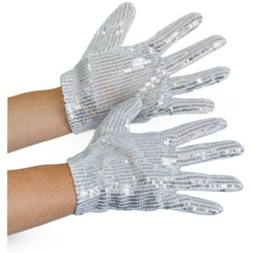Sølv glitterhansker one-size