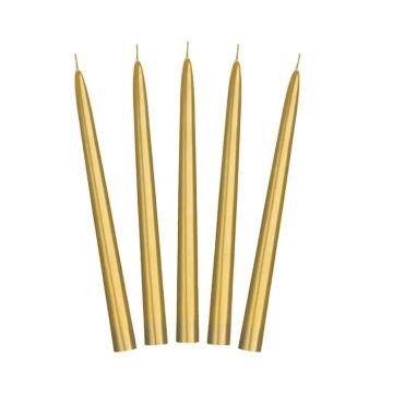 Stagelys Metallisk Gull Stearinlys 10x - 24 cm