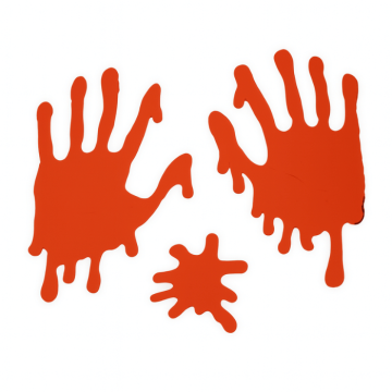 Halloween vindusdekor med blodige hender