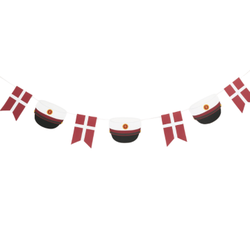 Rød studenthatt & Dannebrog girlander - 3 m