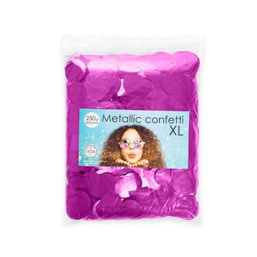 Rundt Metallisk Mørk Rosa Konfetti - 250 gram