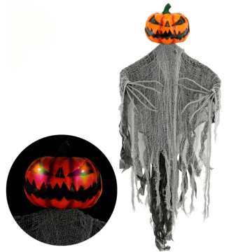 Græskar fugleskræmsel med lysende øjne - 152 cm