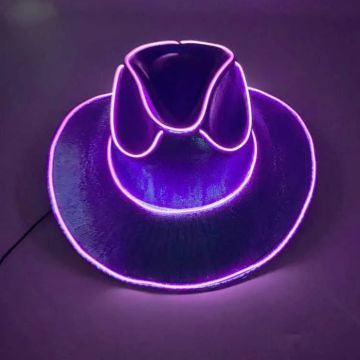 Morsom cowboy rave-hatt med LED Lilla