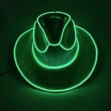 Morsom cowboy rave-hatt med LED Grønn