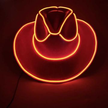Morsom cowboy rave-hatt med LED i oransje