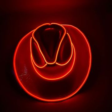 Morsom cowboy rave-hatt med LED Rød