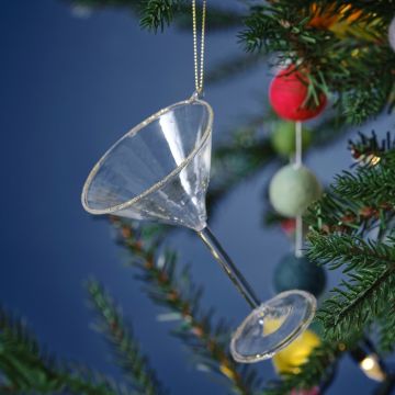 Martiniglass med gullkant julesdekrasjon til juletre