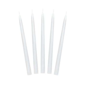 Stagelys Metallic Matt Hvit Stearinlys 10x - 24 cm