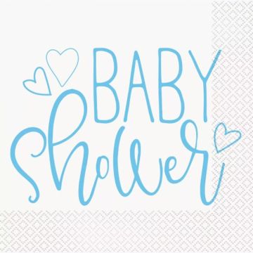 Servietter i blå til babyshower gutt 16x