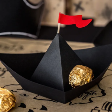 Piratbåt snackkurver svart 6x - 19x10x14 cm