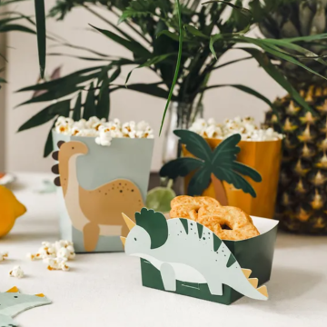 Snack- og popcornbegre med dinosaurmotiv 6x
