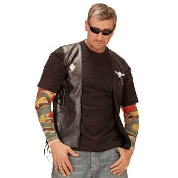 Biker skinnvest med ryggmerke