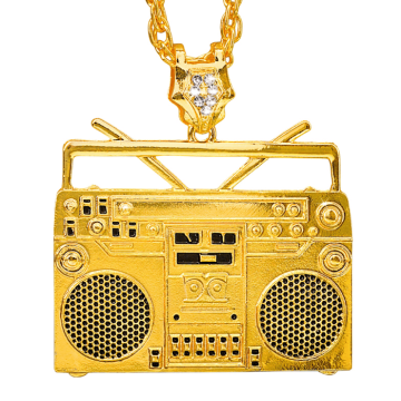 Ghettoblaster gull halskjede - 75 cm