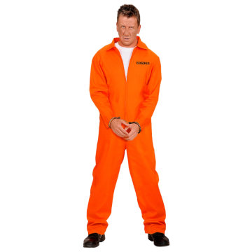 Fengselsdrakt kostyme oransje inkl. håndjern