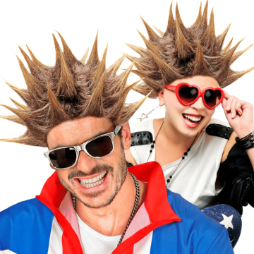 Brun punk parykk